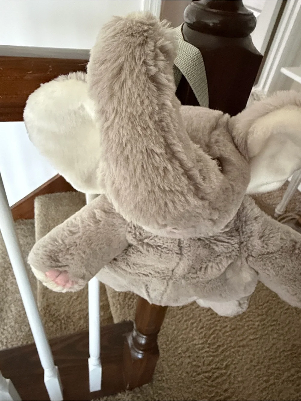 Plush Elephant Kids Backpack in Light Gray - Soft Stuffed Animal Bag